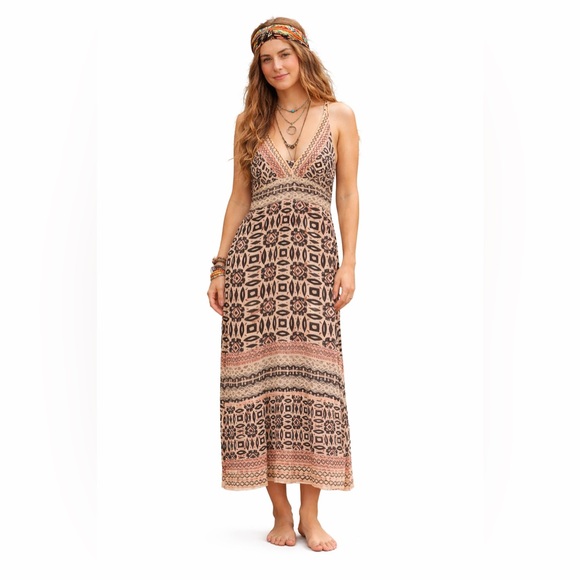 Angie Dresses & Skirts - Angie Boho Maxi Dress Geometric Tribal Print Rayon Sleeveless AR41